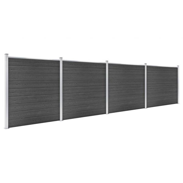 Zaunelement Set WPC 699x186 cm Schwarz