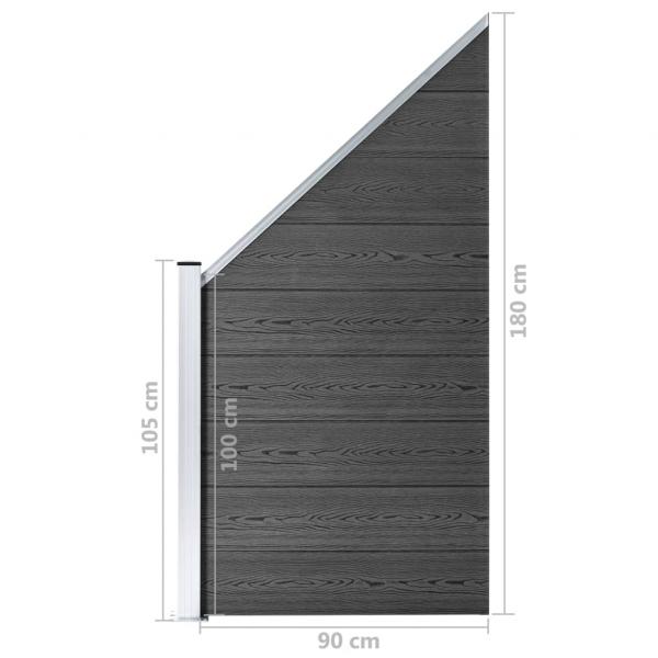 Zaunelement Set WPC 1484x(105-186) cm Schwarz  