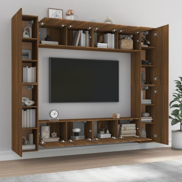 8-tlg. TV-Schrank-Set Braun Eichen-Optik Holzwerkstoff