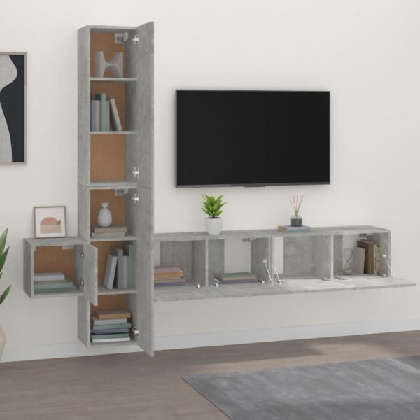 5-tlg. TV-Schrank-Set Betongrau Holzwerkstoff