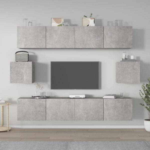 ARDEBO.de - 6-tlg. TV-Schrank-Set Betongrau Holzwerkstoff