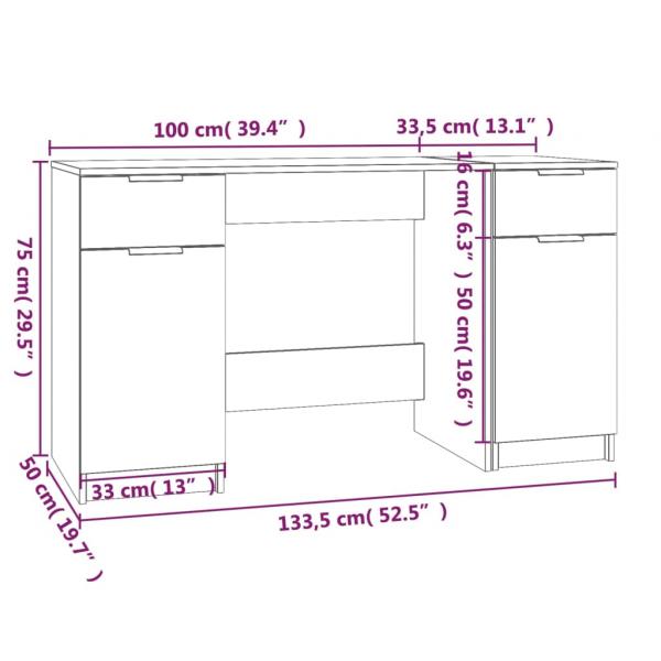 Schreibtisch mit Beistellschrank Sonoma-Eiche Holzwerkstoff