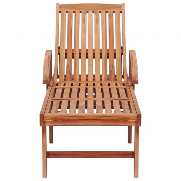 Sonnenliege mit Auflage Beige Massivholz Teak