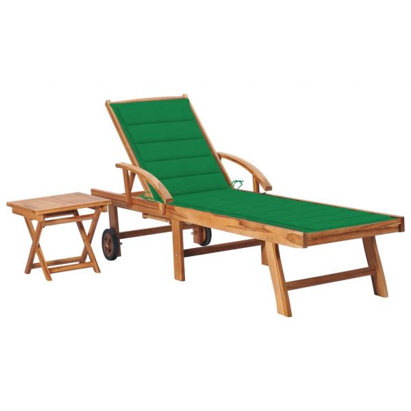 ARDEBO.de - Sonnenliege mit Tisch und Auflage Massivholz Teak