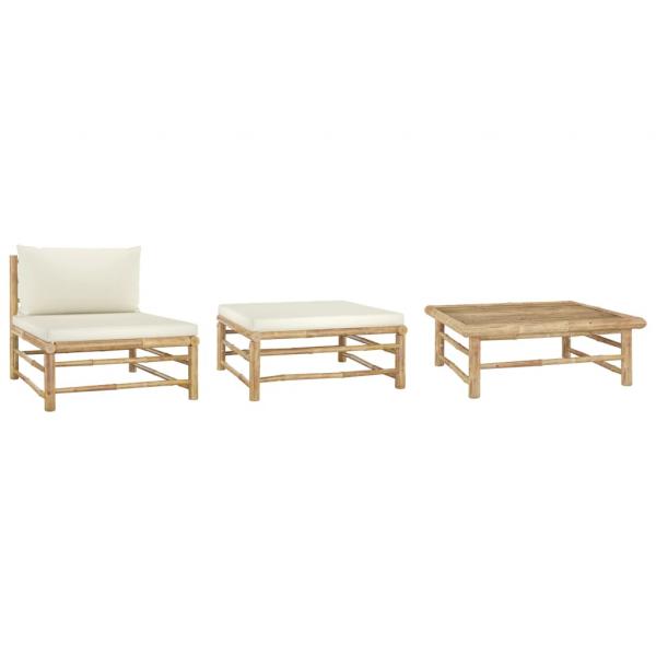 ARDEBO.de - 3-tlg. Garten-Lounge-Set mit Kissen Bambus