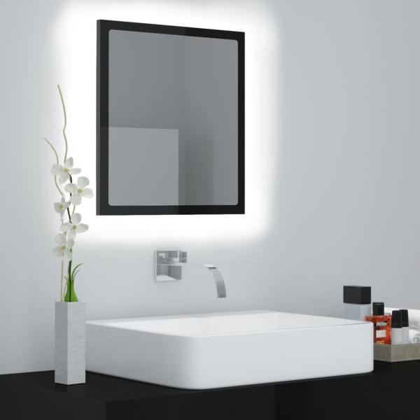 ARDEBO.de - LED-Badspiegel Hochglanz-Schwarz 40x8,5x37 cm Acryl