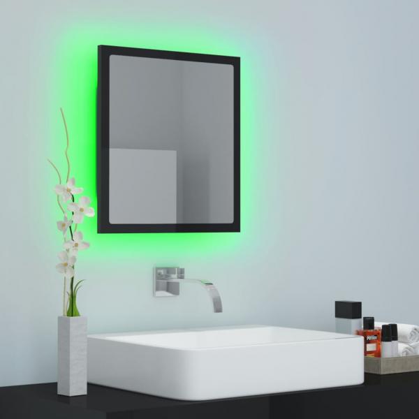 LED-Badspiegel Hochglanz-Schwarz 40x8,5x37 cm Acryl