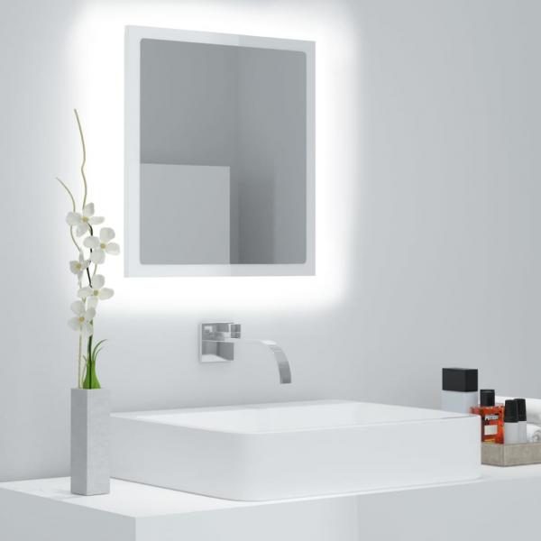 ARDEBO.de - LED-Badspiegel Hochglanz-Weiß 40x8,5x37 cm Acryl