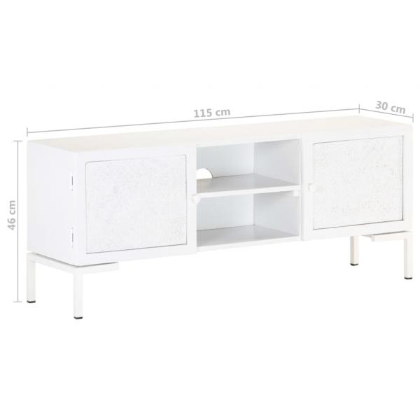 TV-Schrank Weiß 115x30x46 cm Massivholz Mango