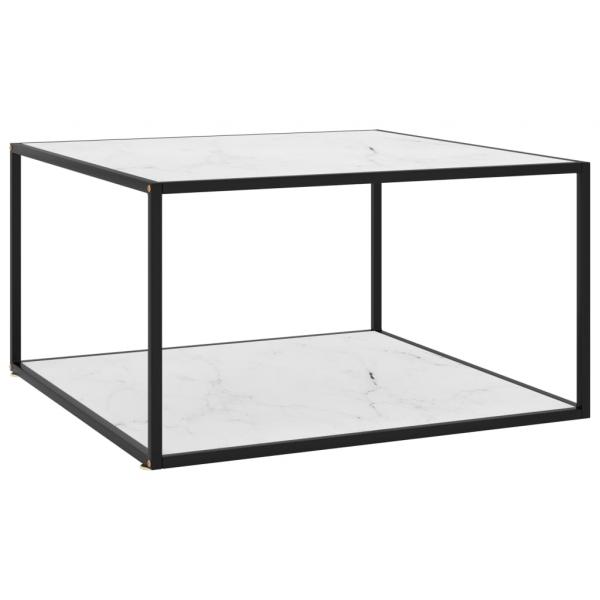 ARDEBO.de - Couchtisch Schwarz mit Weißem Glas Marmor-Optik 90x90x50 cm