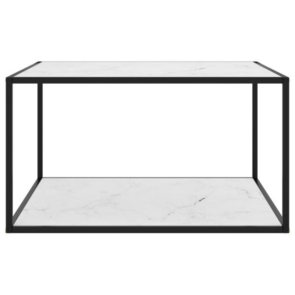 Couchtisch Schwarz mit Weißem Glas Marmor-Optik 90x90x50 cm