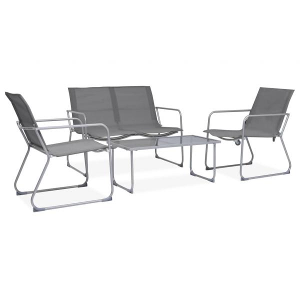 ARDEBO.de - 4-tlg. Garten-Lounge-Set Stoff und Stahl Grau