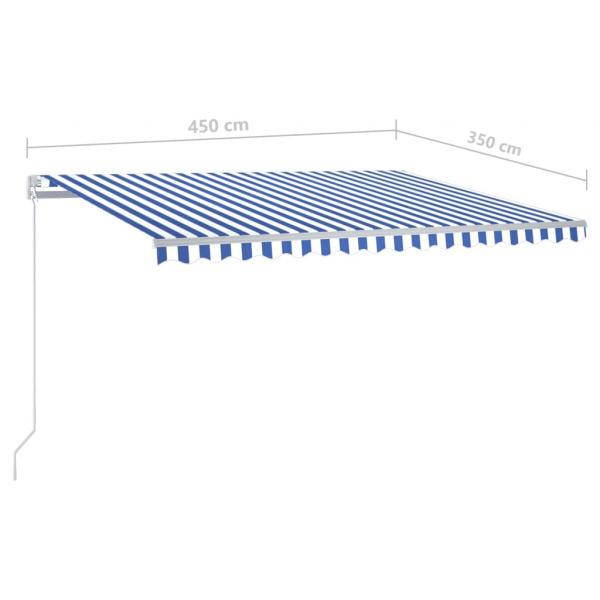 Automatische Markise mit LED & Windsensor 4,5x3,5 m Blau Weiß