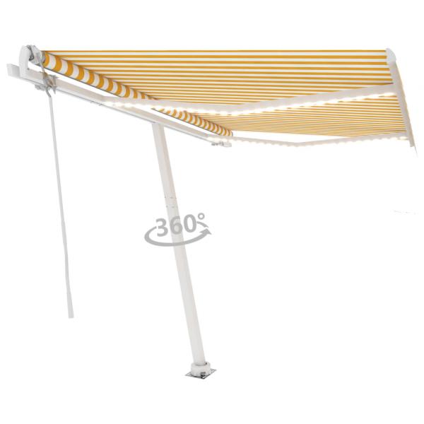 Automatische Markise mit LED & Windsensor 350x250 cm Gelb/Weiß