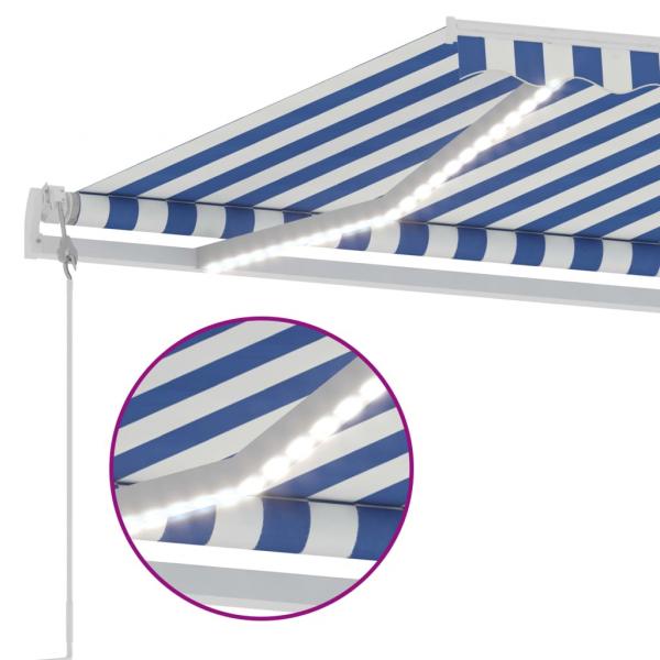 Automatische Markise mit LED Windsensor 450x300cm Blau und Weiß