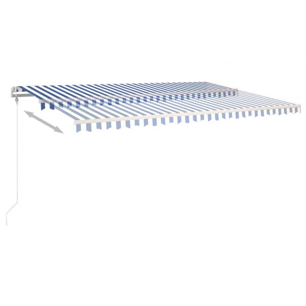 Automatische Markise mit LED & Windsensor 6x3,5 m Blau Weiß