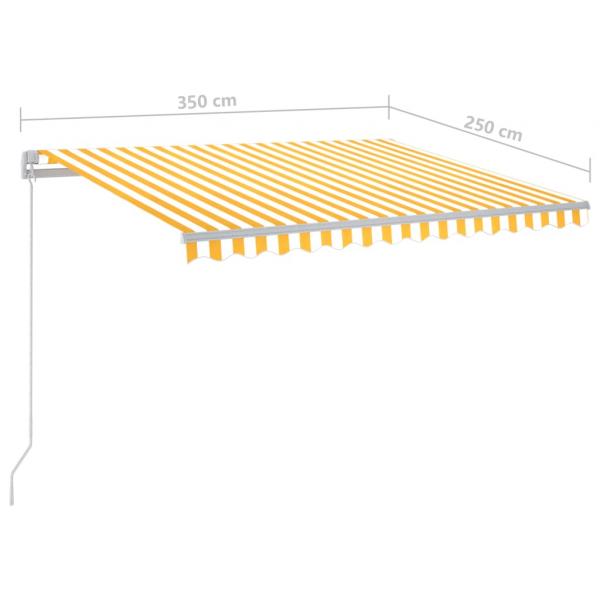 Markise Manuell Einziehbar mit LED 3,5x2,5 m Gelb und Weiß