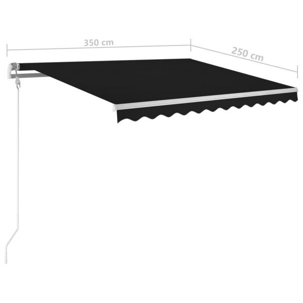 Markise Automatisch Einziehbar mit Pfosten 3,5x2,5 m Anthrazit