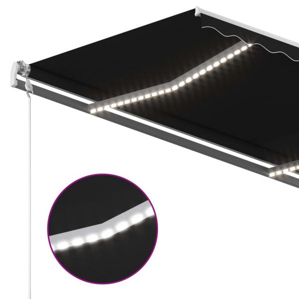 Markise Manuell Einziehbar mit LED 4,5x3 m Anthrazit