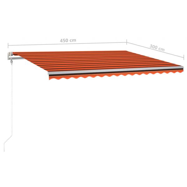 Markise Automatisch Einziehbar mit Pfosten 4,5x3 m Orange Braun