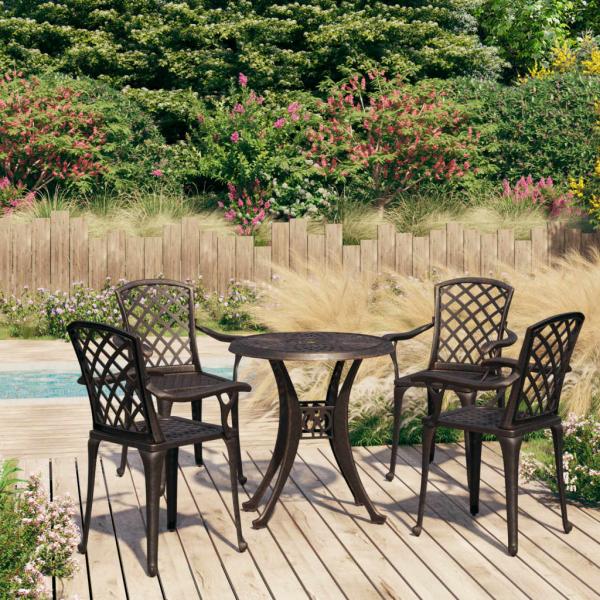 ARDEBO.de - 5-tlg. Bistro-Set Aluminiumguss Bronzen