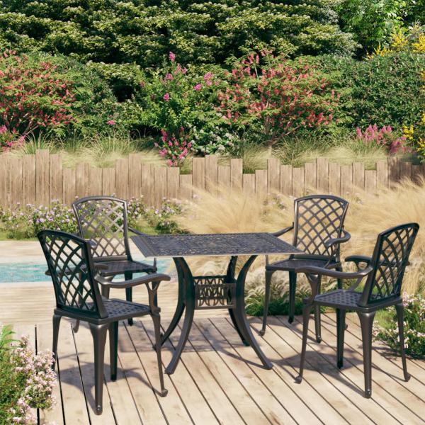 ARDEBO.de - 5-tlg. Bistro-Set Aluminiumguss Schwarz