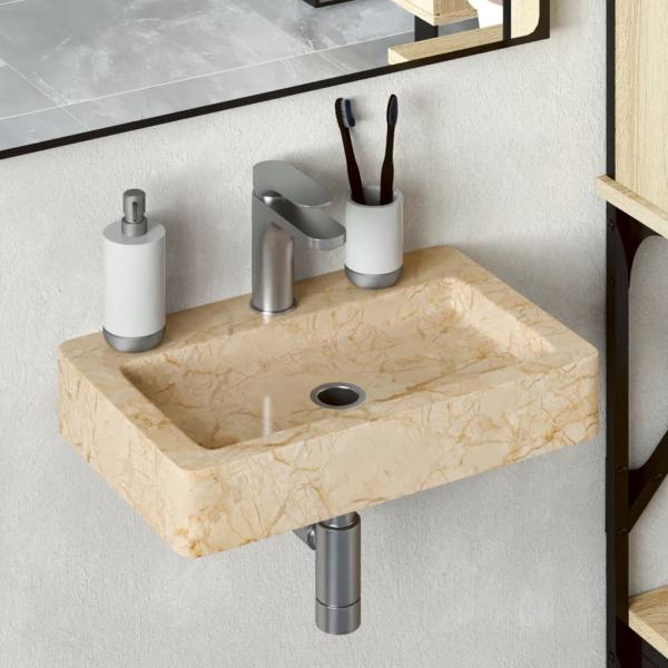 ARDEBO.de - Wandwaschbecken Creme 38x24x6,5 cm Marmor