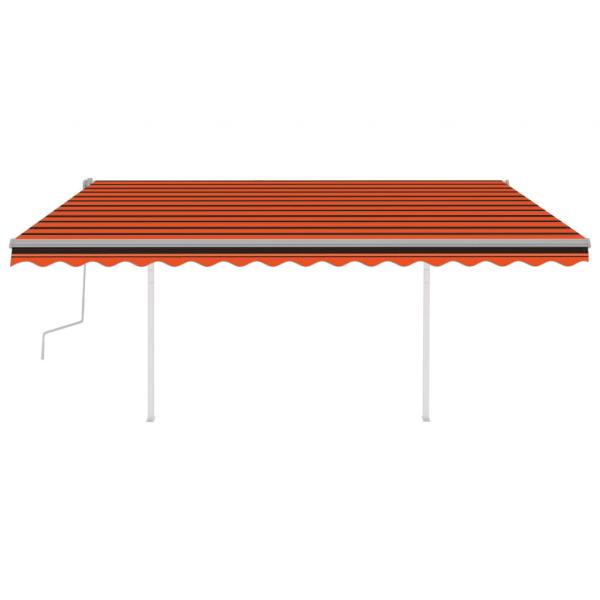 Markise Manuell Einziehbar mit Pfosten 4x3 m Orange & Braun