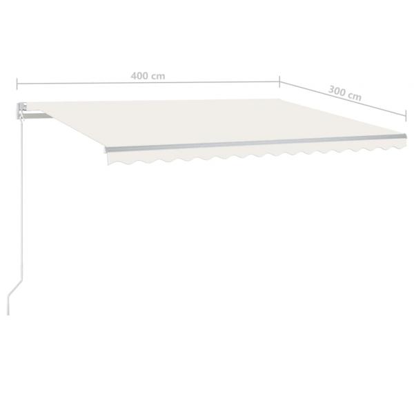 Markise Automatisch Einziehbar mit Pfosten 4x3 m Creme