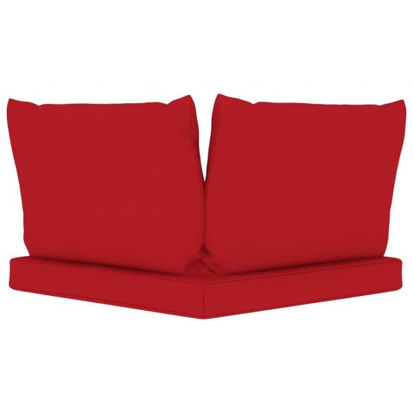 Garten-Palettensofa 2-Sitzer mit Kissen in Rot Kiefernholz