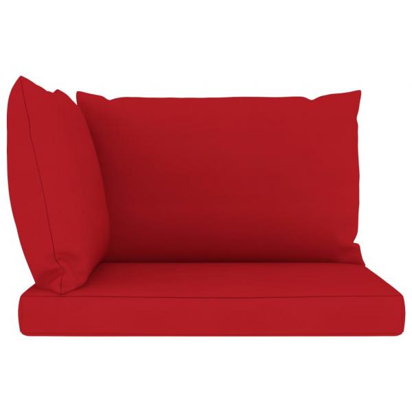 Garten-Palettensofa 2-Sitzer mit Kissen in Rot Kiefernholz