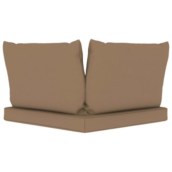 Garten-Palettensofa 2-Sitzer mit Kissen in Taupe Kiefernholz