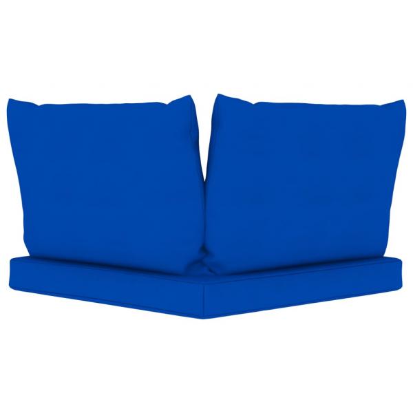 Garten-Palettensofa 2-Sitzer mit Kissen in Blau Kiefernholz