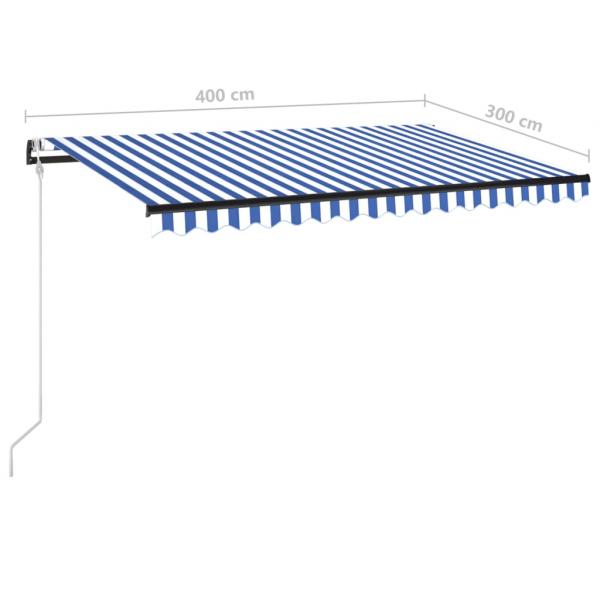 Automatische Markise mit LED Windsensor 400x300 cm Blau Weiß