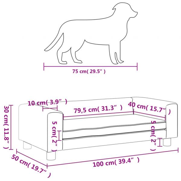 Hundebett mit Verlängerung Creme 100x50x30 cm Samt