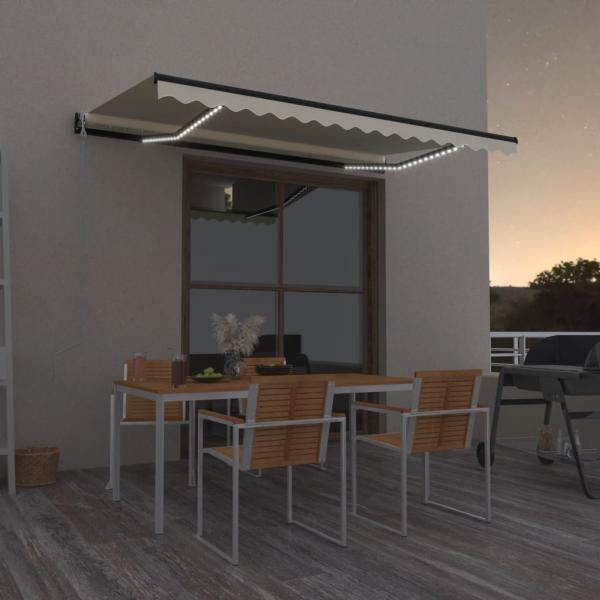 ARDEBO.de - Automatische Markise mit LED & Windsensor 400x350 cm Creme