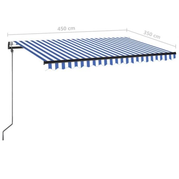 Markise Automatisch Einziehbar 450x350 cm Blau und Weiß