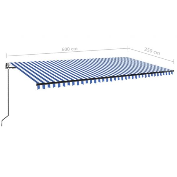 Markise Automatisch Einziehbar 600x350 cm Blau und Weiß