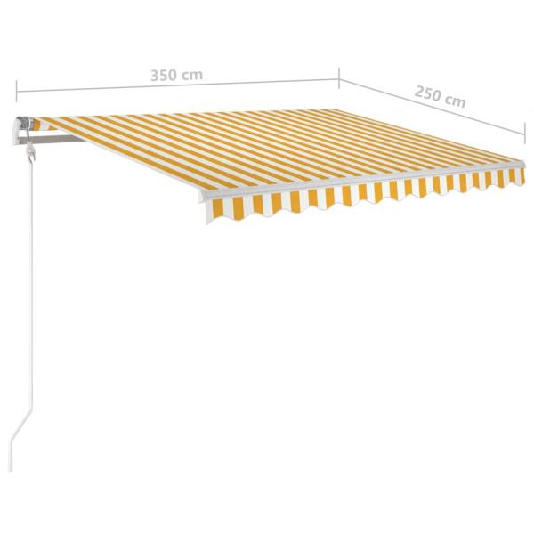 Markise Manuell Einziehbar mit LED 350x250 cm Gelb und Weiß