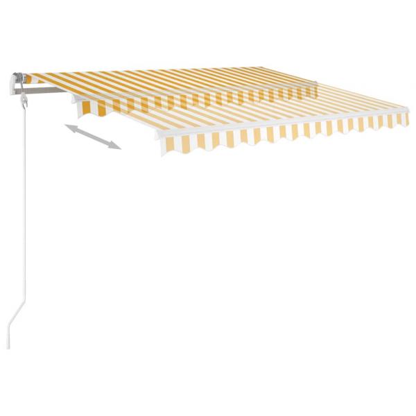 Markise Manuell Einziehbar mit LED 350x250 cm Gelb und Weiß