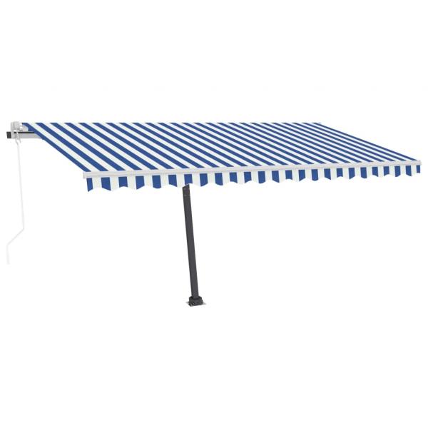 Automatische Markise mit LED Windsensor 400x300 cm Blau Weiß