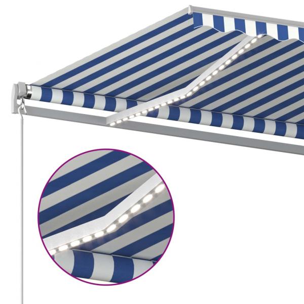 Automatische Markise mit LED Windsensor 450x300cm Blau und Weiß