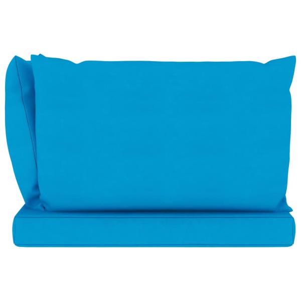 Garten-Palettensofa 2-Sitzer mit Kissen in Hellblau Kiefernholz