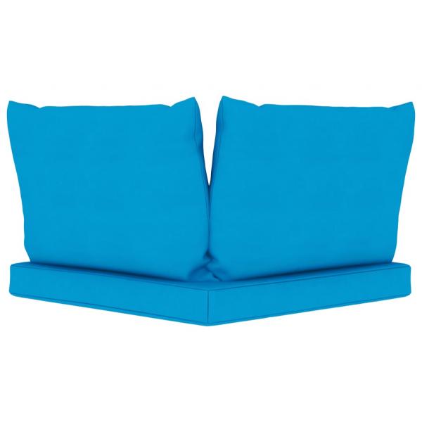 Garten-Palettensofa 2-Sitzer mit Kissen in Hellblau Kiefernholz