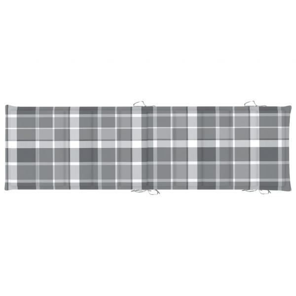 Sonnenliegen-Auflage Grau Karomuster 186x58x3 cm Oxford-Gewebe