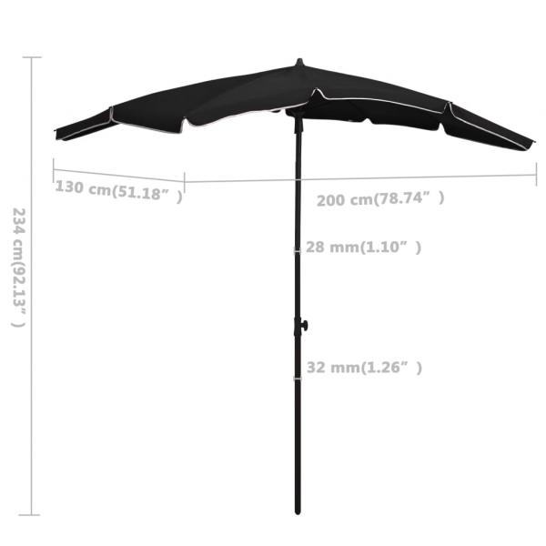 Sonnenschirm mit Mast 200x130 cm Schwarz