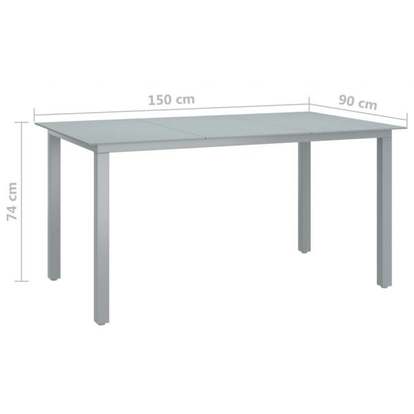 7-tlg. Garten-Essgruppe Aluminium Silbern und Schwarz