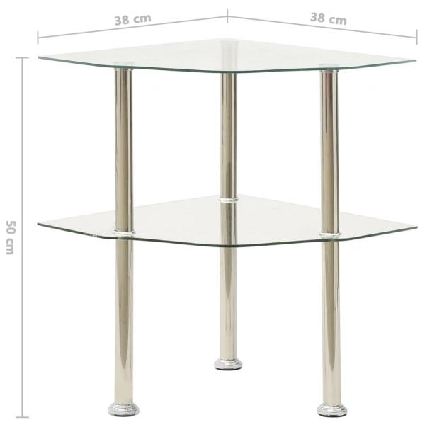 Beistelltisch mit 2 Ablagen Transparent 38x38x50 cm Hartglas