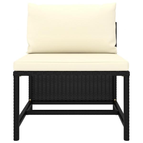 Modular-Mittelsofa mit Kissen Schwarz Poly Rattan