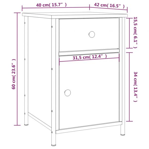 Nachttisch Grau Sonoma 40x42x60 cm Holzwerkstoff